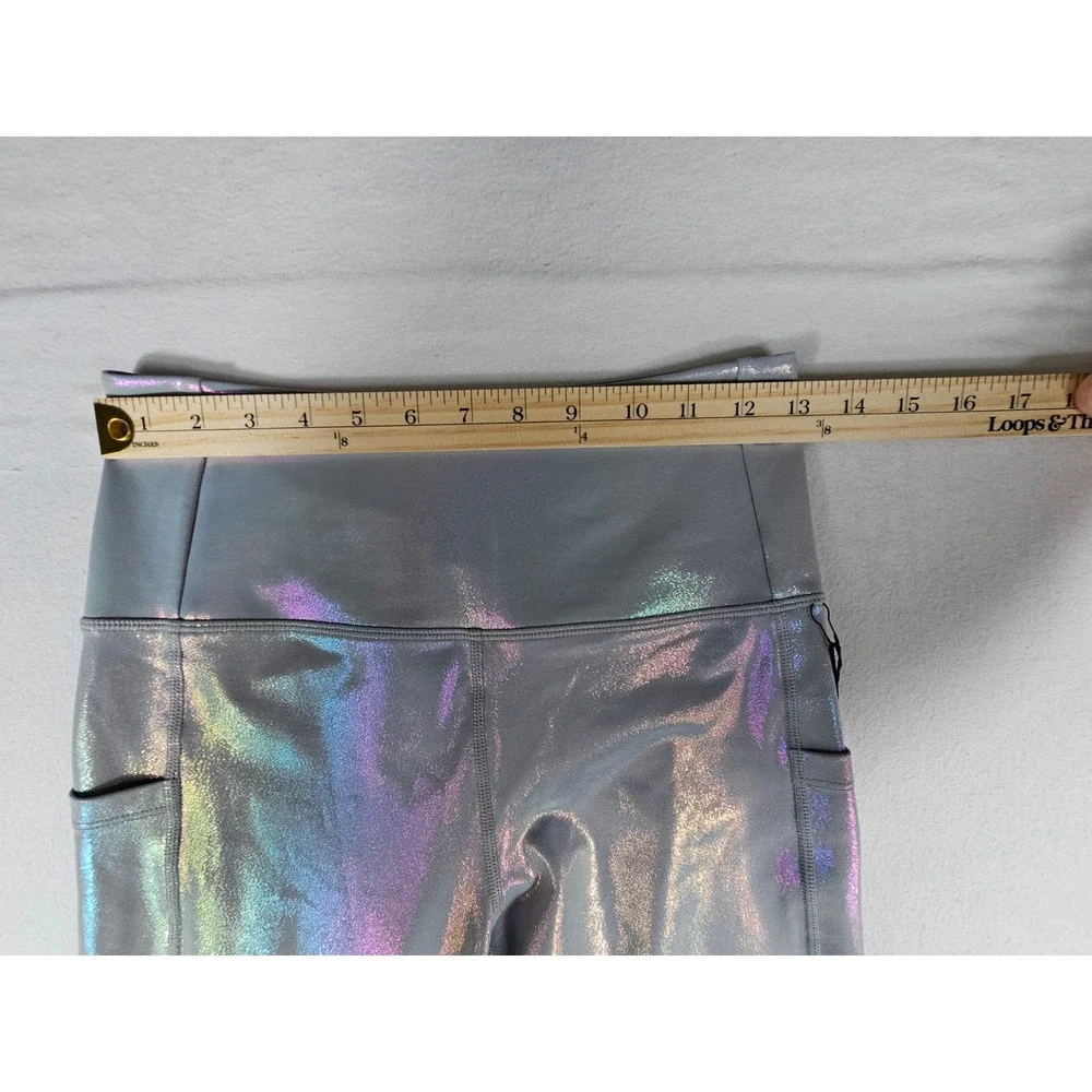 NWT‎ Zyia Active Gray Metallic Plus Pocket Light n Tight 7/8 Leggings Size 6-8